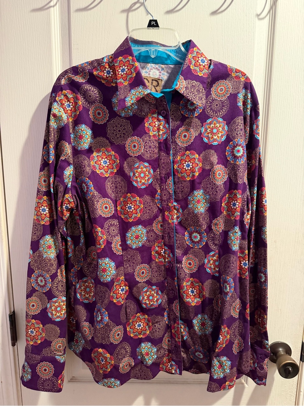 Women's Purple Floral Medallion Button-Down Shirt